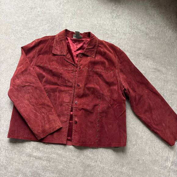 Red Suede Leather Jacket - Picture 1 of 6